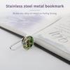 Green Prairie Donkey Stainless Steel Metal Bookmark Long Bar Page Marker with Round Ornament Read...