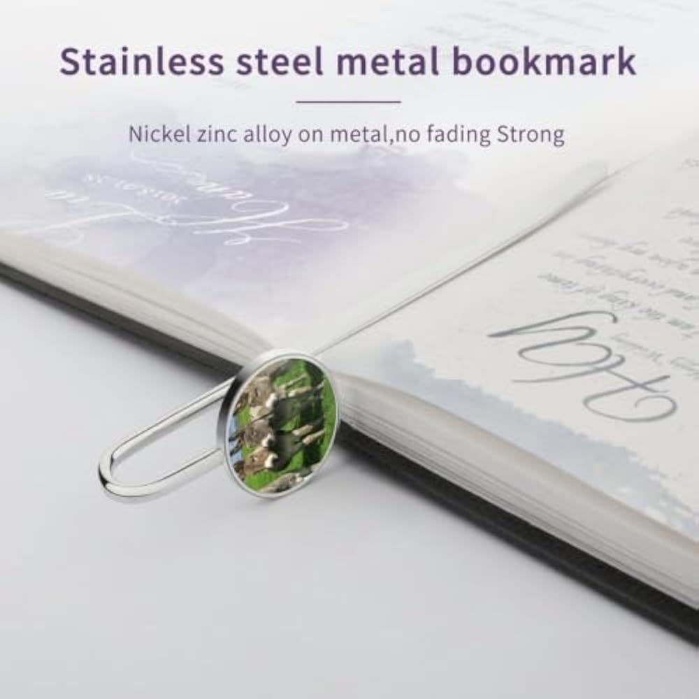 Green Prairie Donkey Stainless Steel Metal Bookmark Long Bar Page Marker with Round Ornament Read...