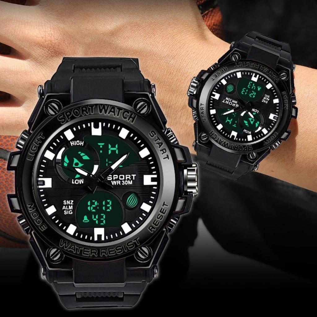 Analog Digital College Date Easy to Day of the Popular for and Watch, Men's Watch, Simple, Stylish, Students, Calendar, Dial, Read, Alarm, Large,