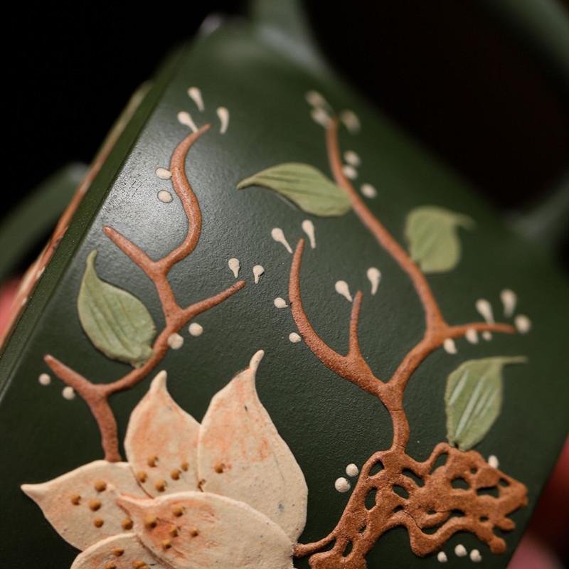 90ml Yixing Purple Clay Teapot Small Capacity Painted Flowers Tea Pot Raw Ore Green Mud Kettle Chinese Handmade Zisha Tea Set