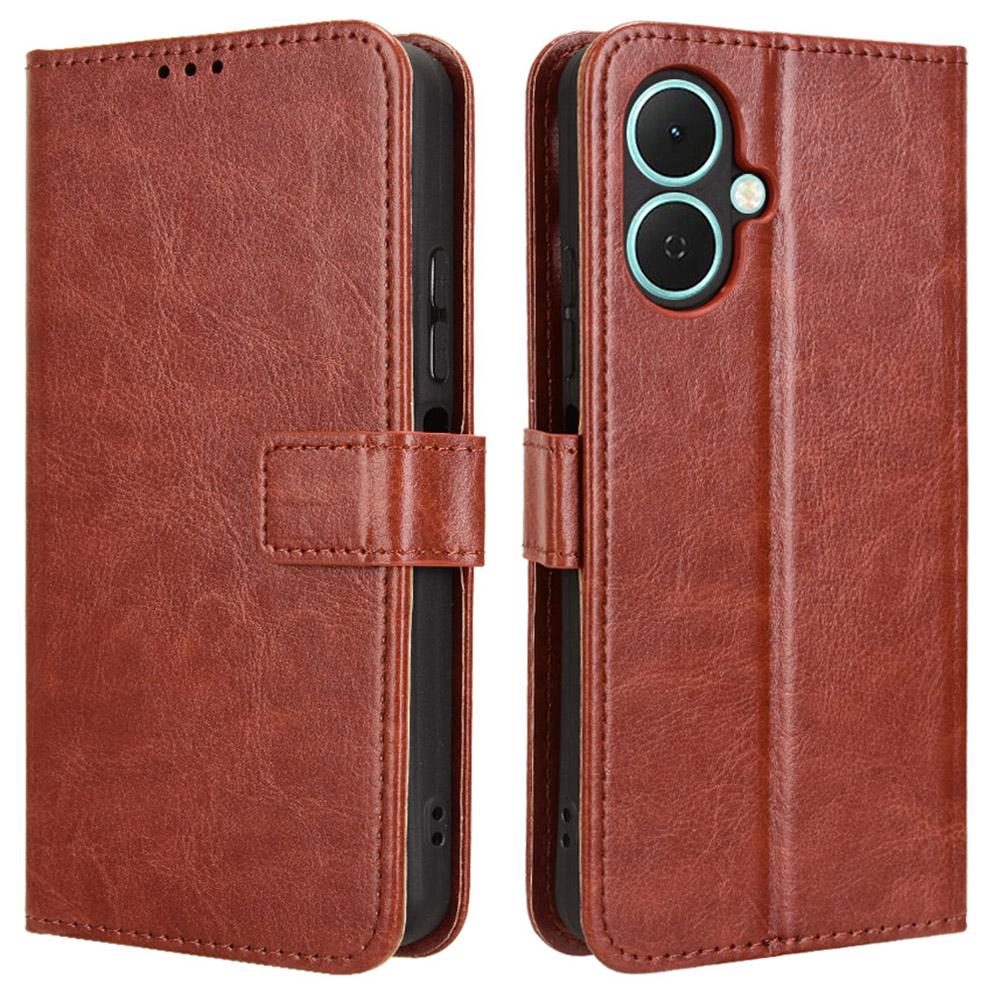 

Для TECNO Spark Go 2 4G/KM4 Чехол из ПУ кожи с ремешком Текстура Crazy Horse Чехол-кошелек для телефона Brown