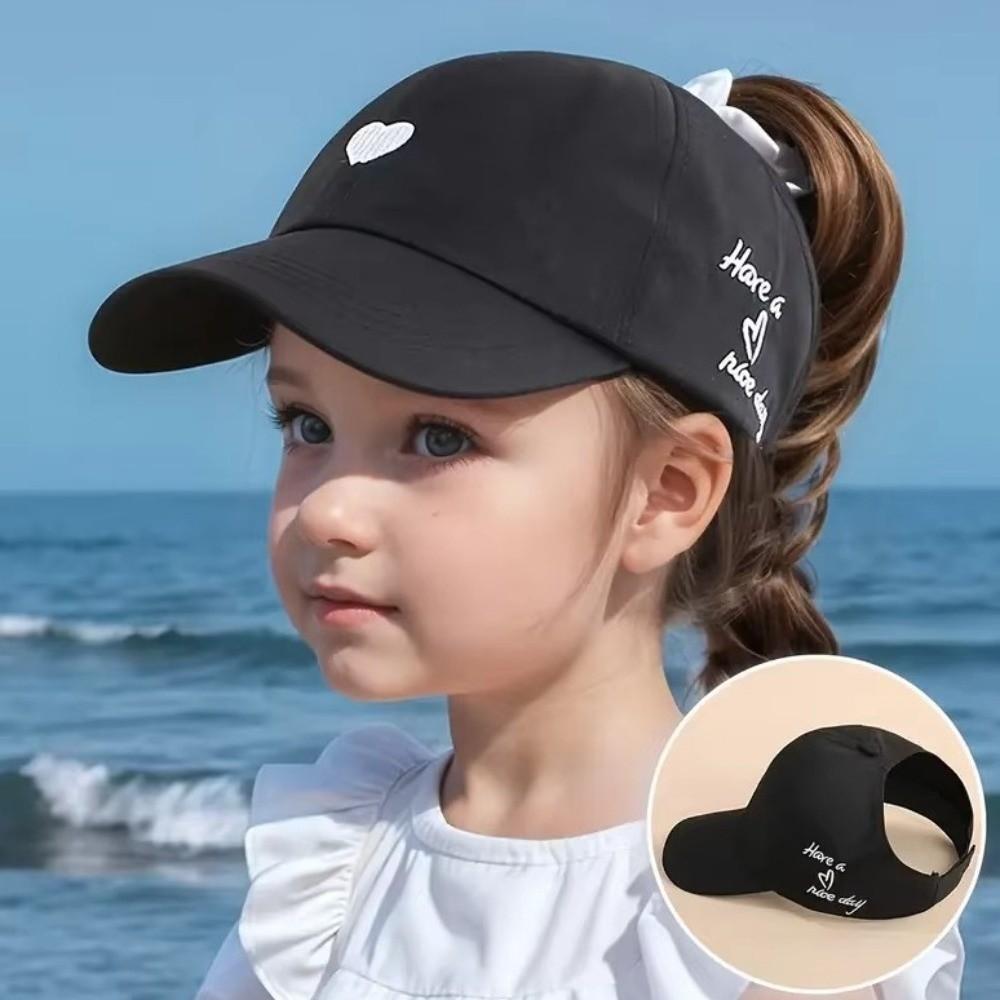 Solid Color Children's Baseball Cap High Ponytail Baby Peaked Cap Girl Kids Sun Hat  4-12 Years