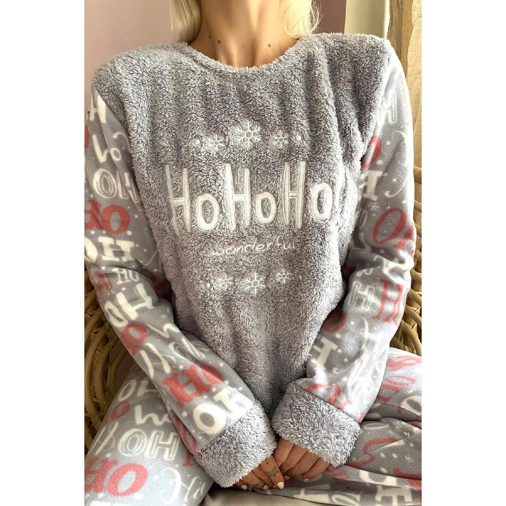 Red Hoho Patterned Women's Plush Pajama Set