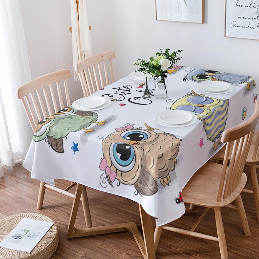 Kreskówkowy Sowa Motyl Obrus Dekoracja Świąteczna Wodoodporne Prostokątne Obrusy Dekoracja Ślubna Nakrycie Stołu