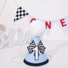 Fast One 1st Birthday Hat for Boys - Blue Race Car Themed Crown and Decorations for First Birthday Celebration