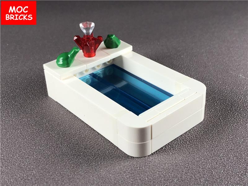 Set  MOC Bricks Coffee Cupboard Microscope Toilet Air Conditioner Desk Educational Building Blocks Toys Kids Gifts