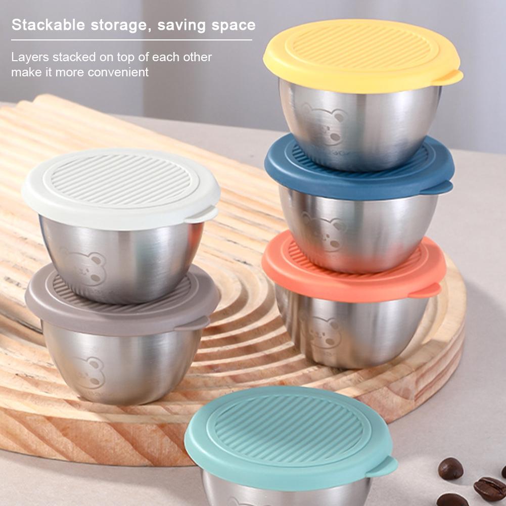 1.69oz/50ml Reusable 304 Stainless Steel Salad Sauce Container with Lids Leakproof Camping Hiking Picnic Outdoor Sauce Dispenser
