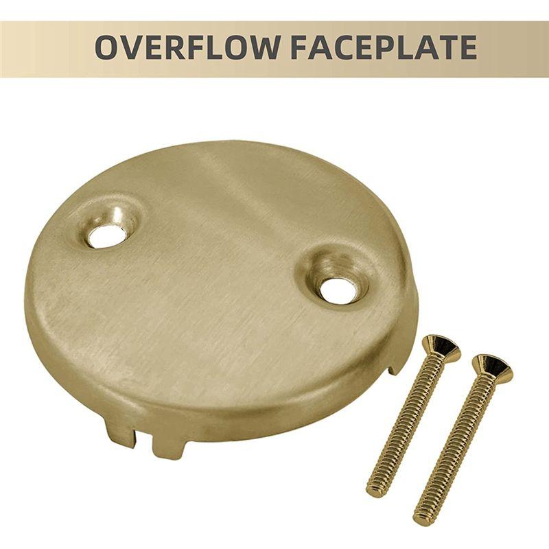 A84E-1Set Bathtub Drain Gold Tip Toe Bath Tub Drain Kit With Two-Hole Overflow Faceplate Bath Tub Drain Set Stainless Steel + Co