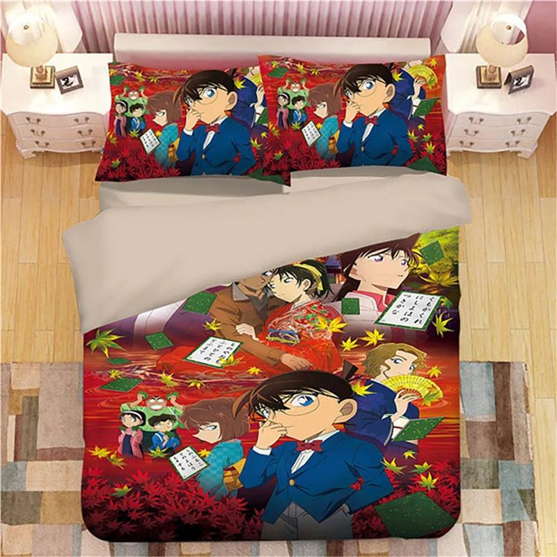 Anime Detective Conan Shinichi Bedding Set,Duvet Cover Comforter Bed Set Quilt Cover Pillowcase,King Queen Twin Size Boys Girls