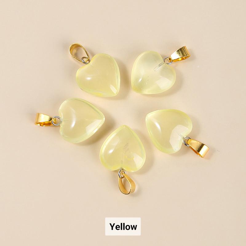 5Pcs/Lot Lampwork  Glass Love Heart Beads Charms Pendant Diy Handmade Jewelry Making Accessories
