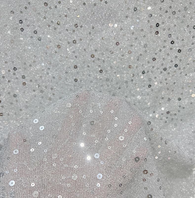 1/3/5Yard Fashion Colorful Embroidered Fabric for DIY Sewing Wedding Dress Skirt Mesh Material Shiny Sequin Embroidery