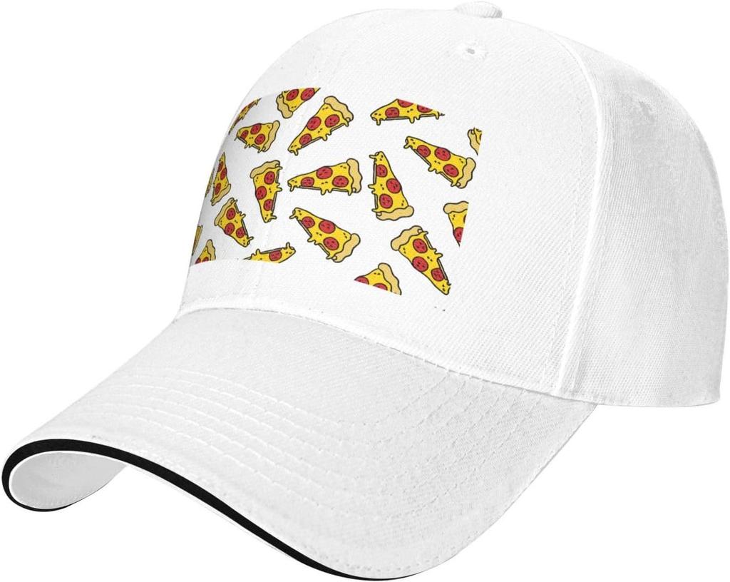Pizza Slice Print Baseball Cap Adjustable Polyester Casual Sun Protection Hat Unisex Adult