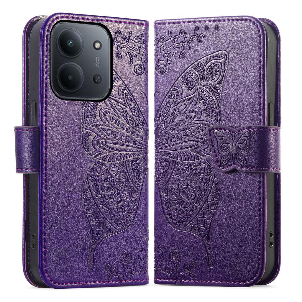 Phone Case For Xiaomi Poco C85 4G (173mm) / Redmi 15C 4G (EU) (173mm) / 15C 5G (EU) (173mm) with Strap Butterfly Pattern PU Leather Wallet Phone Cover