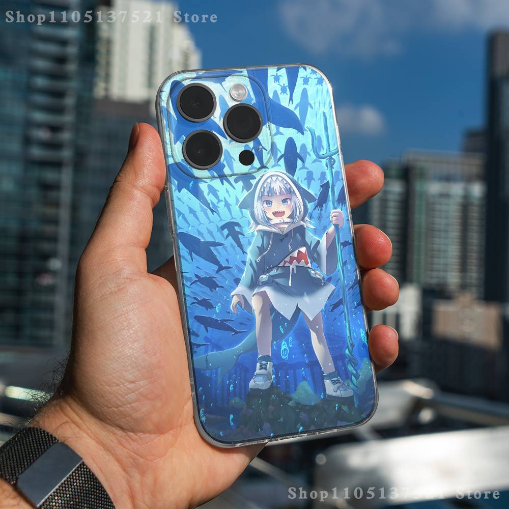 

Cute Girl gawr gura Phone Case For iPhone 17,16,15,14,13,12,11 Pro,Max,Plus,X,XS,XR,SE4,E Mini Transparent Soft Cover iPhone14PRO