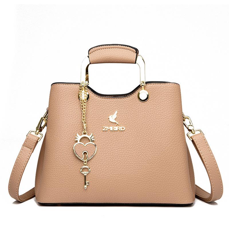 Spring and Summer New Korean Style Fashionable Soft Leather Large Capacity Trendy Luxury Handbag Single Shoulder Solid Color Crossbody Bag