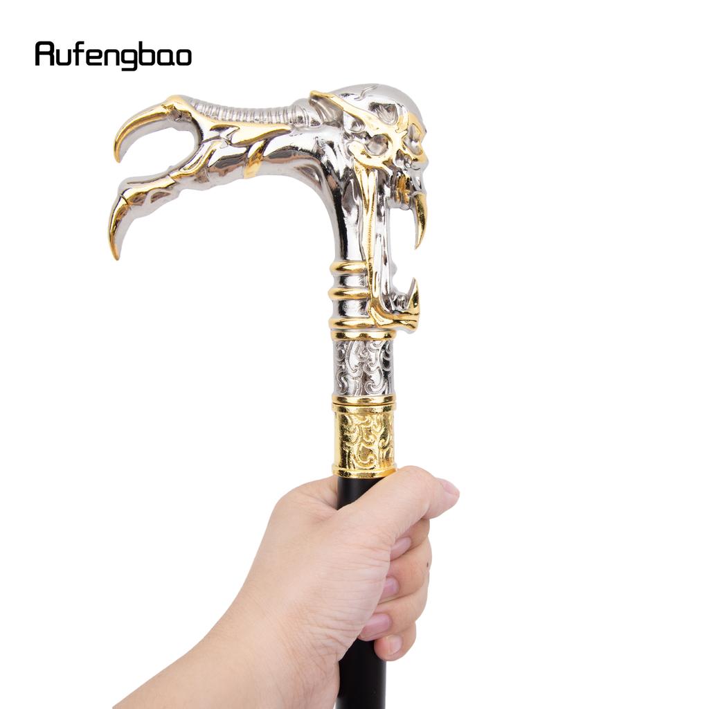 Golden White Ghost Skull Head Fashion Walking Stick Decorative Vampire Cospaly Vintage Fashionable Cane Halloween Crosier 93cm