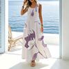 Women's Sleeveless Lightweight Maxi Dress,Elegant Floral Print Loose-Fit Long Dress,Ideal for Beach Vacation Daily Casual,Versatile Summer Wear