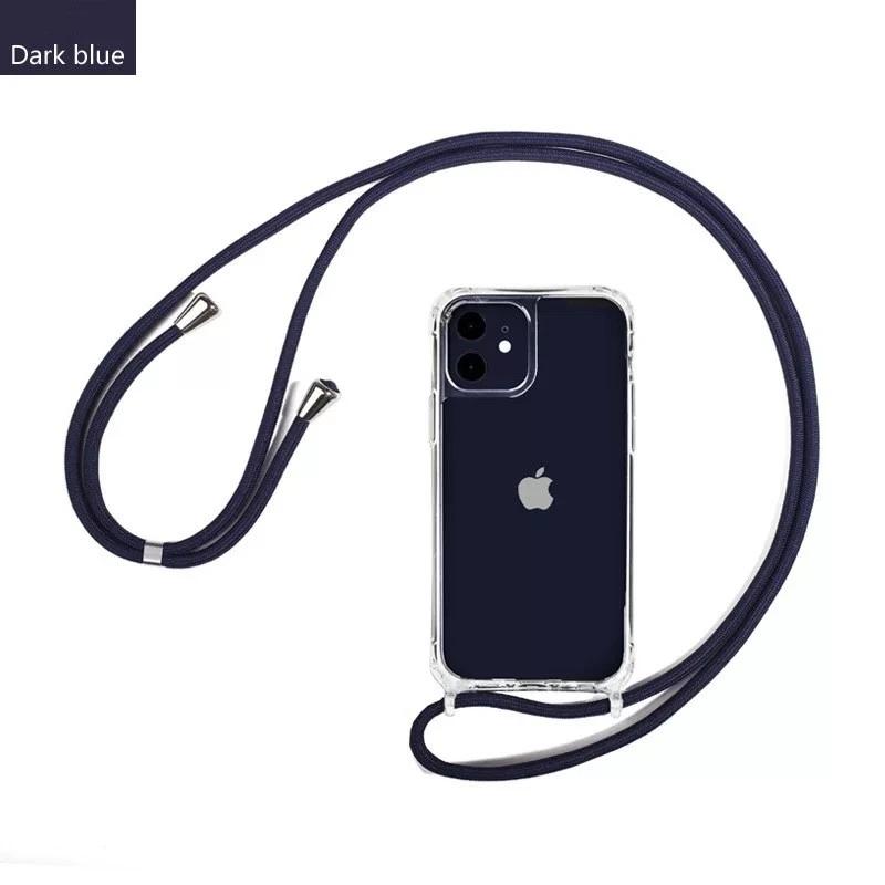 Crossbody Necklace Cord Lanyard Transparent Hard Case For iPhone16 15 14 13 12 11 Pro Max XS XR X Clear Soft Cover
