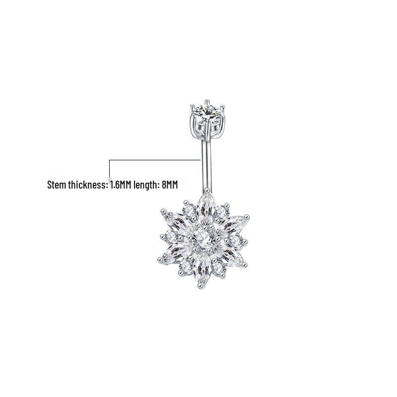 

Кольцо для пирсинга пупка из стерлингового серебра 925 пробы с бриллиантом в виде подсолнуха