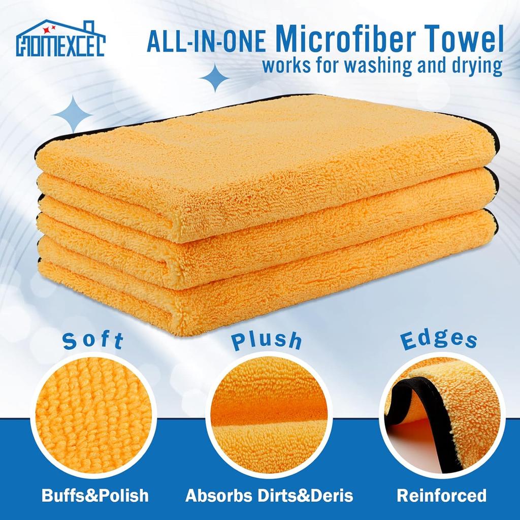 HOMEXCEL Microfiber Towels For Car, Premium Cleaning Cloth Lint Free,Scratch Free, Strong Water Absorption, Car Washing Drying Towel For Household,