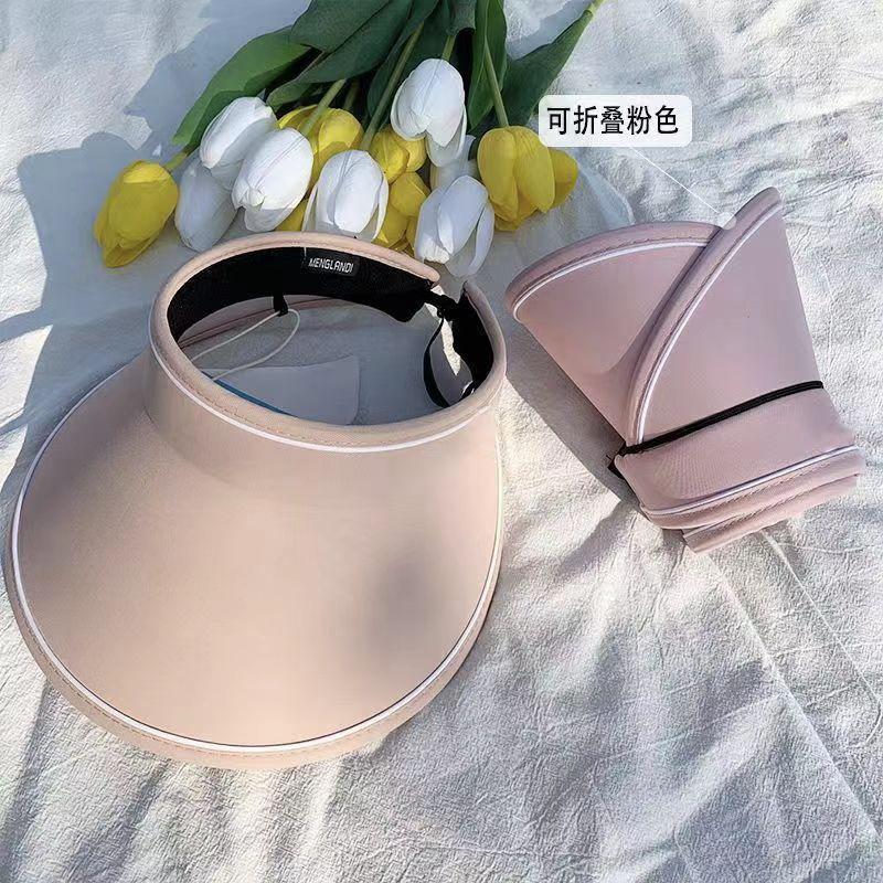 New Sun Hat Women's Sun Protection Hat Adjustable Empty Top Large Brim Summer Outdoor Foldable Sun Hat