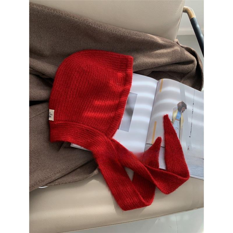 

Korean New Balaclava Hat for Women in Autumn and Winter Warm Ear Protection Woolen Hat Scarf One piece Knitted Lei Feng Hat M（56-58cm）