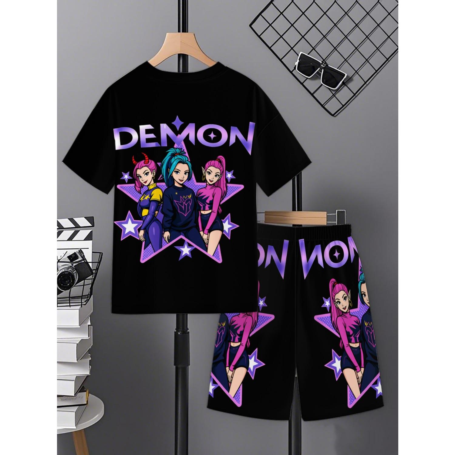 

Boys casual sports outdoor set | 3D printed pattern, short sleeved T-shirt shorts 5-6 Years