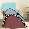 Cartoon Shark Big Mouth Seaside Funny Hug Me Blanket For Soft Throw Blanket for Picnic Bed Sofa Home Bedroom Warm Comfortable