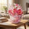 Papierblumen Teetasse Grußkarte Überraschungsgeschenke 3D Pop-Up Blumenstraußkarte Muttertag
