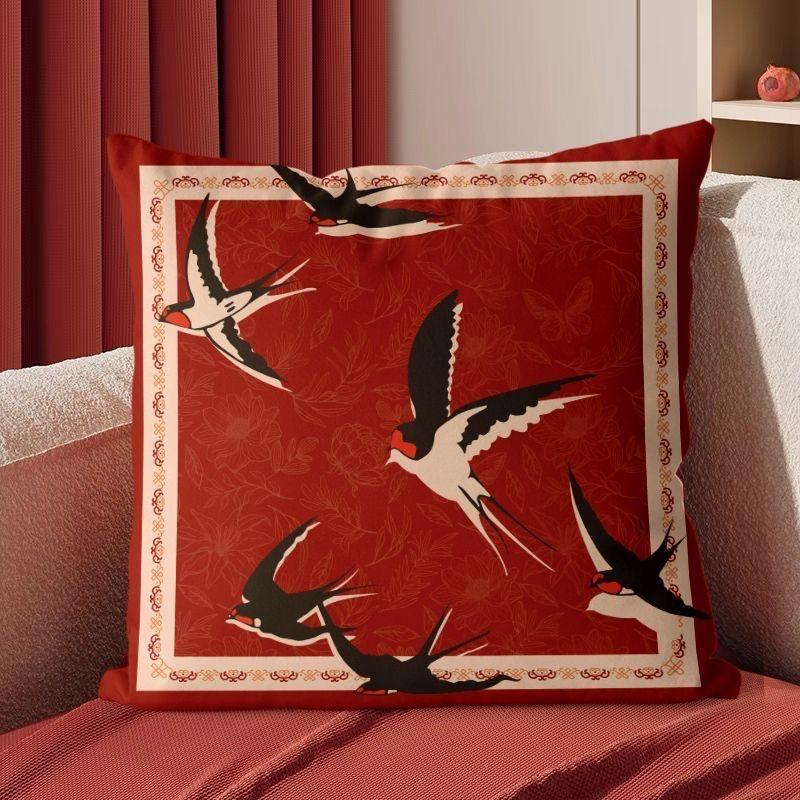 Festive Chinese Light Luxury Pillow Cover Sofa Living Room Cushion Cover Bedside Pillow Backrest Household Square Pillowcase
