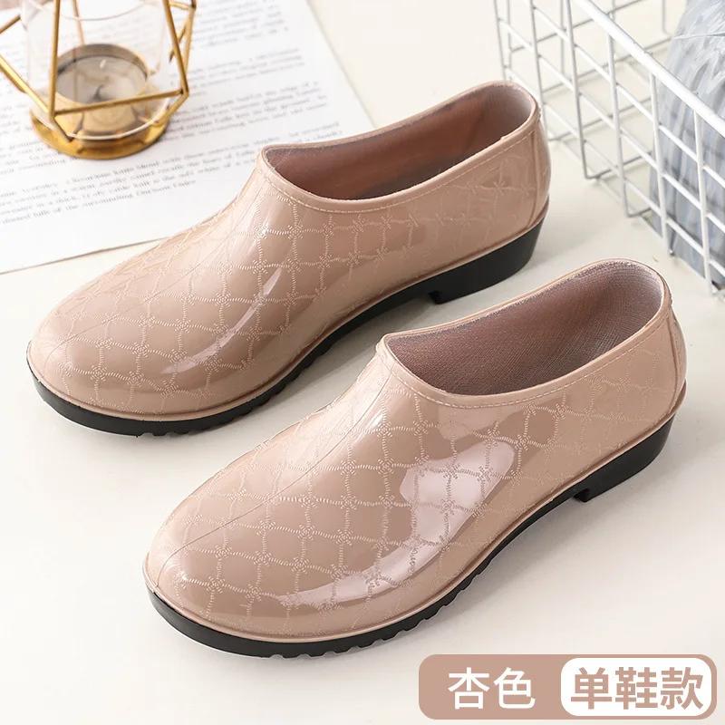 Fashion 2024 New Style Rain Boots for All Seasons Waterproof Rain Boots Plus Velvet Warm Work Car Wash Shoes Kitchen Work Rain Boots
