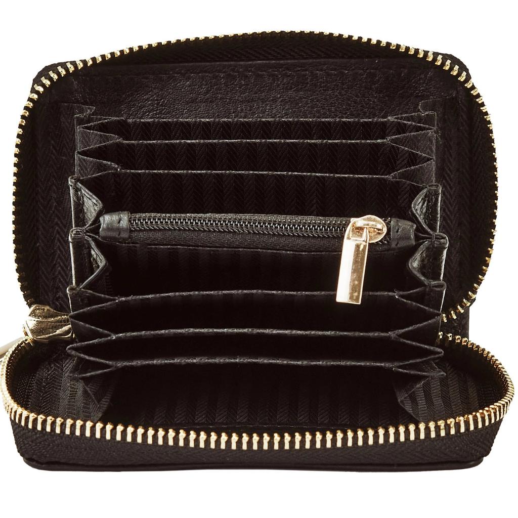 Wings Small Women' Genuine Leather Zippered Wallet Black