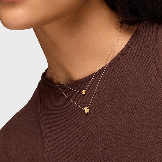 Gold-Plated Sterling Silver Teddy Bear Necklace - Luxury Clavicle Chain Design