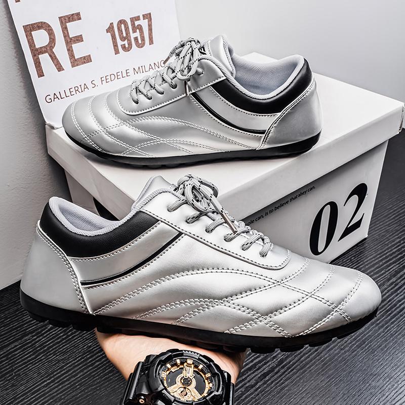 Men's casual sports shoes, flat, anti-slip, fashionable and casual breathable leather shoes for spring and autumn