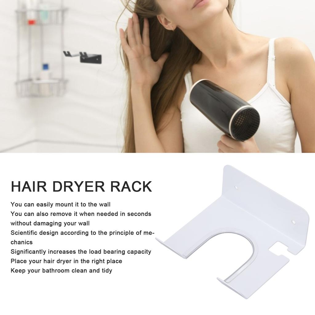 Wall Mounted Hair Dryer Holder Stainless Steel Hair Blow Dryer Rack for Home Washroom Bathroom