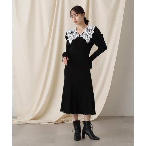 Jill by Jill Stuart Women's Ecru Lace-Collar Knit Dress, Casual Dress