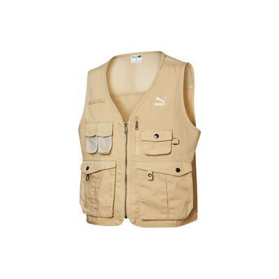 Florid Summer Multi-Pocket Utility Vest Men Tops Khaki 533740-12