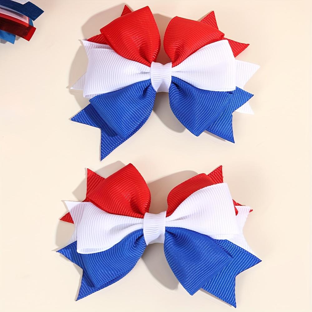 Independence Day Hair Bow Clips Elegant Grosgrain Ribbon Barrettes Fahsionable Hair Accessories National Flag Theme