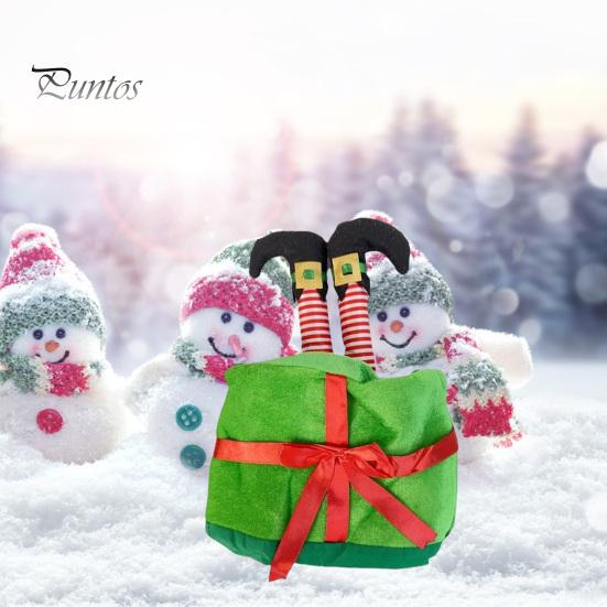 Christmas Hat Cartoon Fake Leg Gift Box Shape Bow Decor Photo Prop Headdress Thick Winter Hat Holiday Gift Headwear Festival Costume Prop