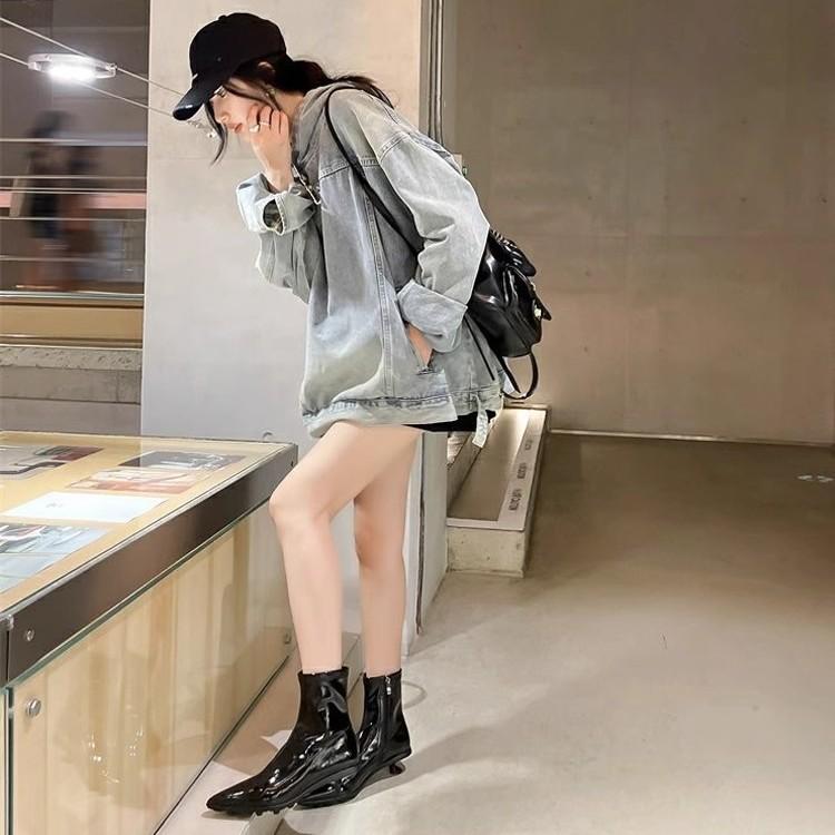 Fashion Women Boots Pointed Toe Back Zipper Butterfly Knot Kitten Heel Ladies Ankle Boots Mature Office Lady Solid Color Female Shoes