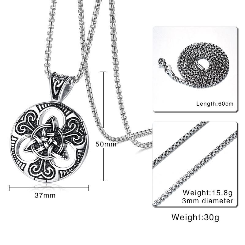 Men's European Punk Trinity Knot Pendant Necklace with Stainless Steel Chain