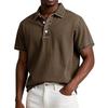 Men's Summer Solid Color Vintage Button Lapel Short Sleeve Shirt Tops