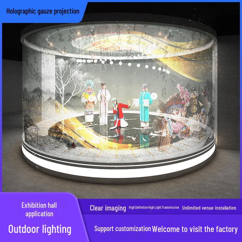 Interactive 3D Holographic Curtain: 300-Inch Double-Sided Electric Gauze Screen with Automatic Lifting