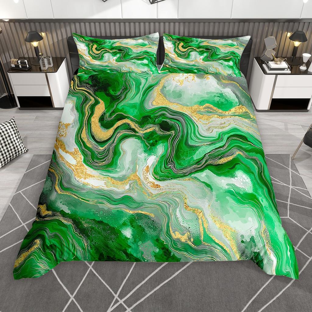 Homewish Chic Marble Duvet Cover Set, Aesthetic Watercolor Artwork Comforter Cover Set, Colorful Marbling Bed Set