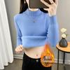 Women's Plus Velvet Warm Knit Sweater, High Collar, Long Sleeve, Thick Inner Layer - 2025 Autumn/Winter Collection