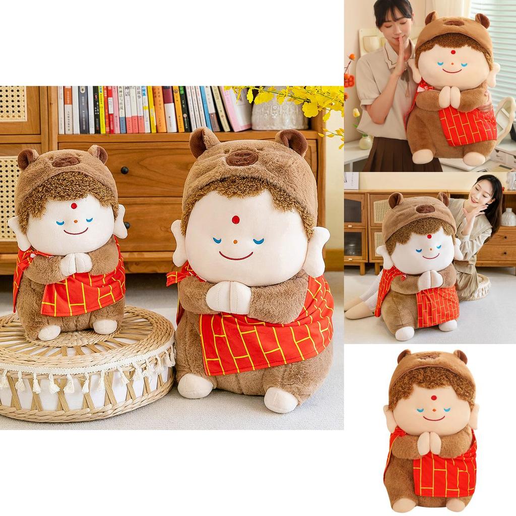 Entzückendes Capybara-Plüschtier im Cartoon-Stil mit buddhistischem Mönchsdesign für Kinder und Erwachsene