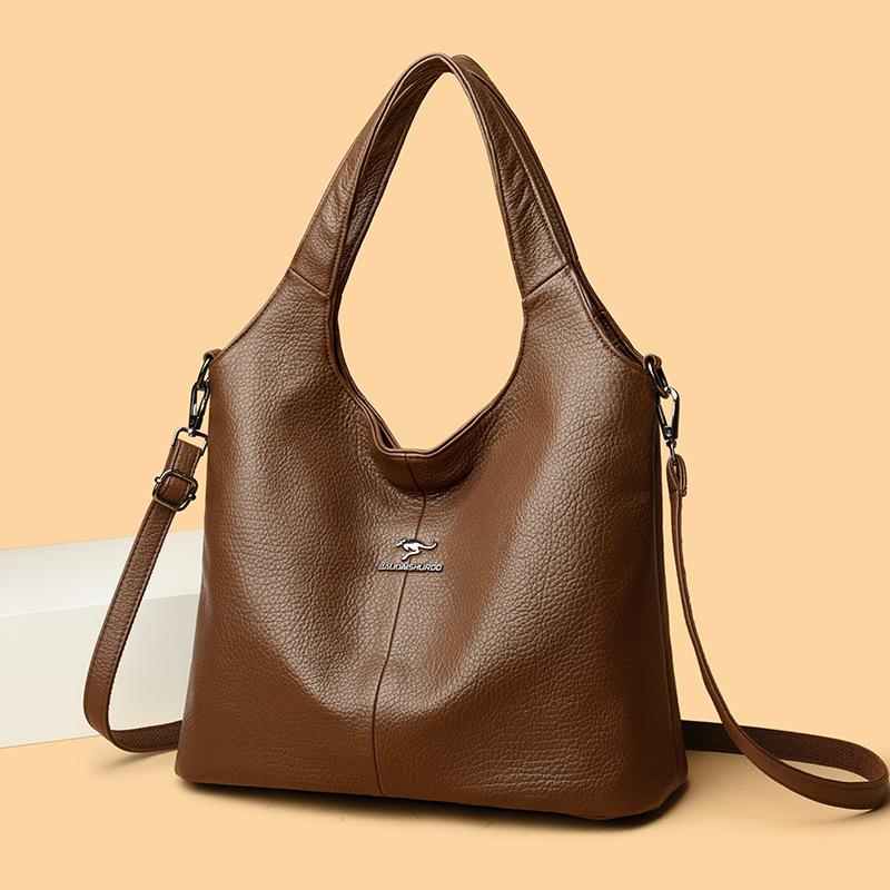 Wind Women's Bag Armpit Bag 2025 New Fashion Solid Color PU Handbag Retro Mother Bag Crossbody Shoulder Bag