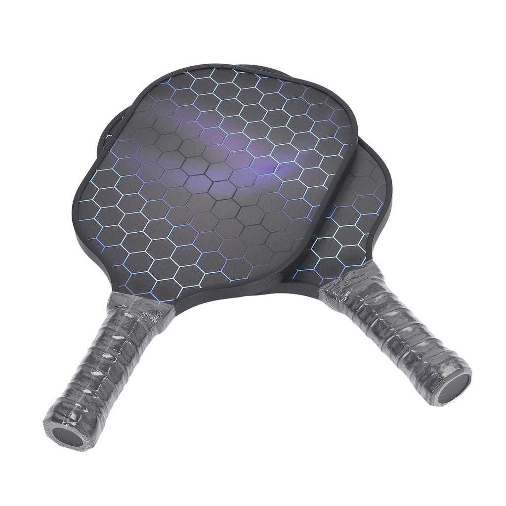 2PCS Pickleball Paddles Set Fiberglass Lightweight Pickle Ball Rackets with Carry Case for Men Women Beginners Black Bag