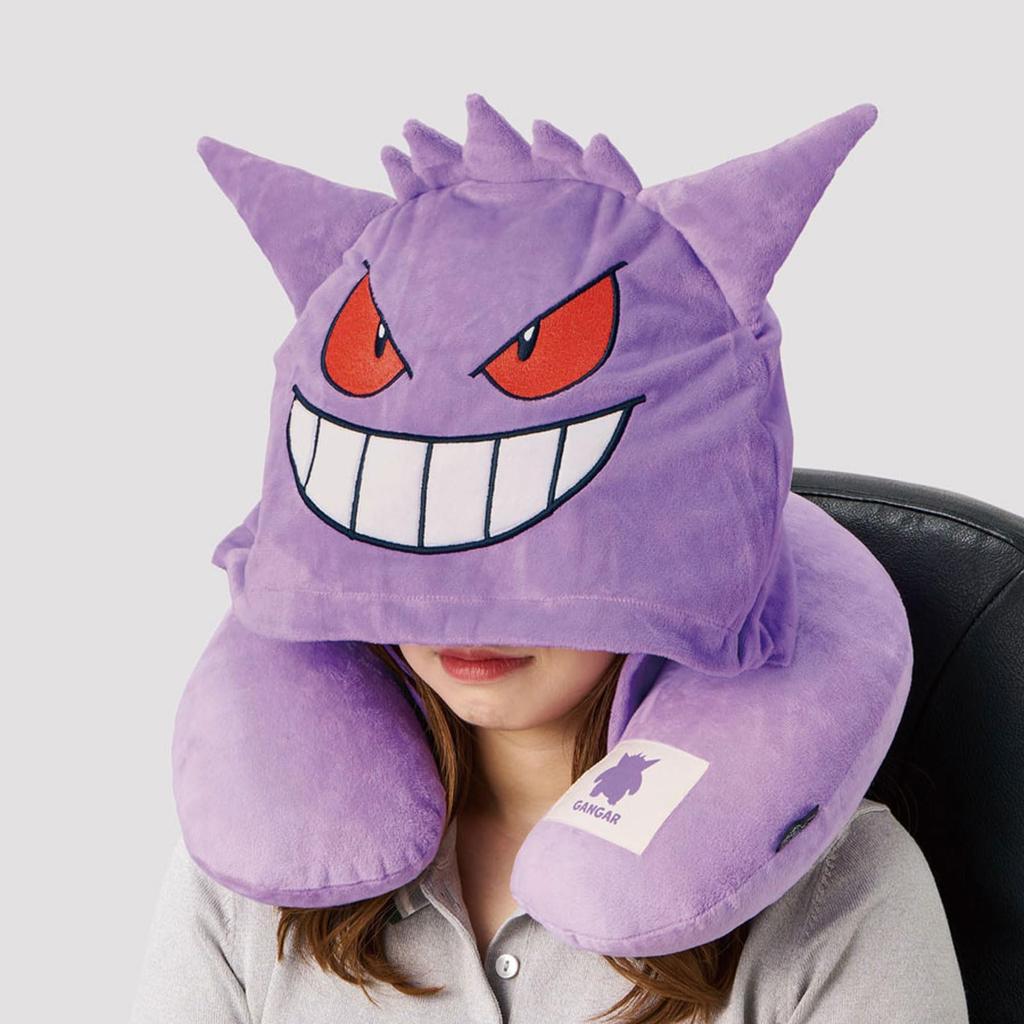 Pokemon Hooded Neck Purple Pokemon Trunk Travel Accessories Pillow, Genga, Belt, One-Touch