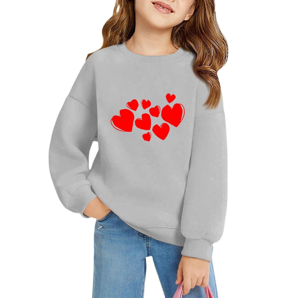 Mädchen Rundhals-Pullover für Kinder Bedruckte Baby-Oberteile Valentinstag